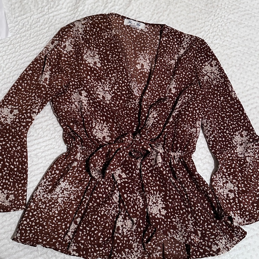 Brown & cream blouse